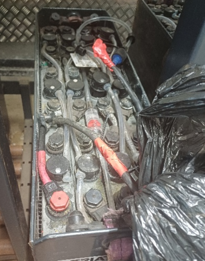 Battery leads damaged. (Taped up by someone but no damage reported)